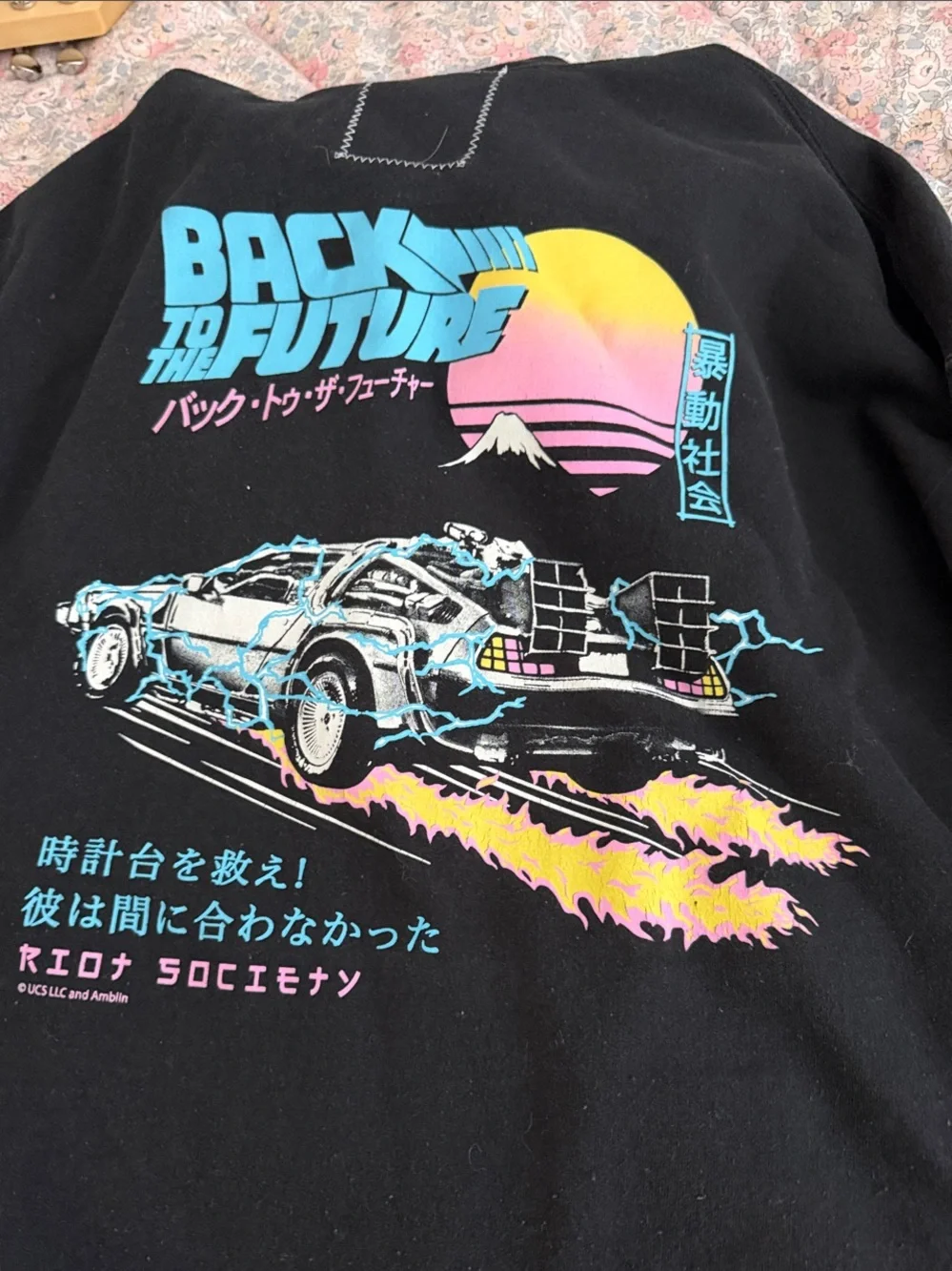 riot society Black 'Back to the Future' Graphic sweatshirt hoodie EUC XL